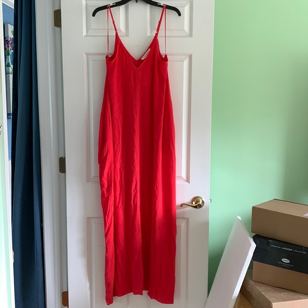Coral Love Stitch Maxi Dress